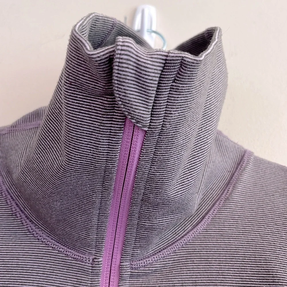 Lululemon Stride Jacket Brushed Lilac Heathered Coal Wee Stripe/Lilac Size 6 - Picture 4 of 8